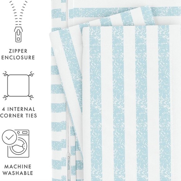 Hypoallergenic Duvet Cover Set Twin/Twin XL Aqua Blue - Picture 6 of 8